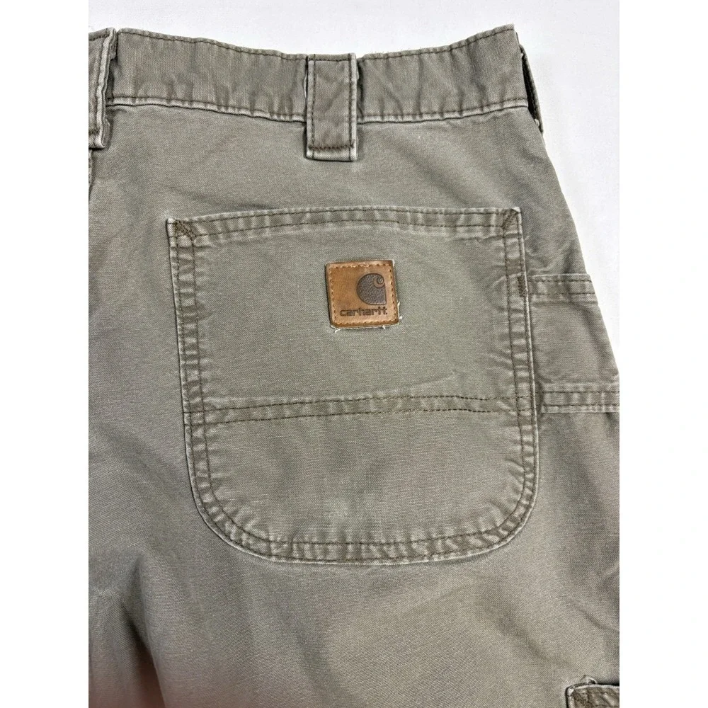 Carhartt B151 LBR Canvas Carpenter Pants Mens 35x32 Light Brown Work Dungaree